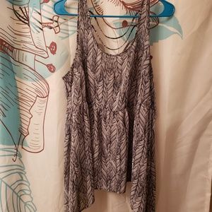 Sheer top with feather design